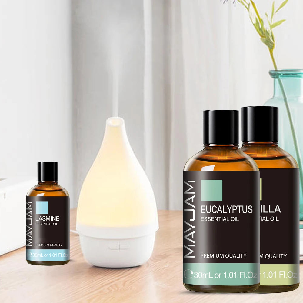 Óleo Essencial 30ml com Conta-Gotas – Limão, Eucalipto, Hortelã-Verde para Aromaterapia, Difusor e Umidificador