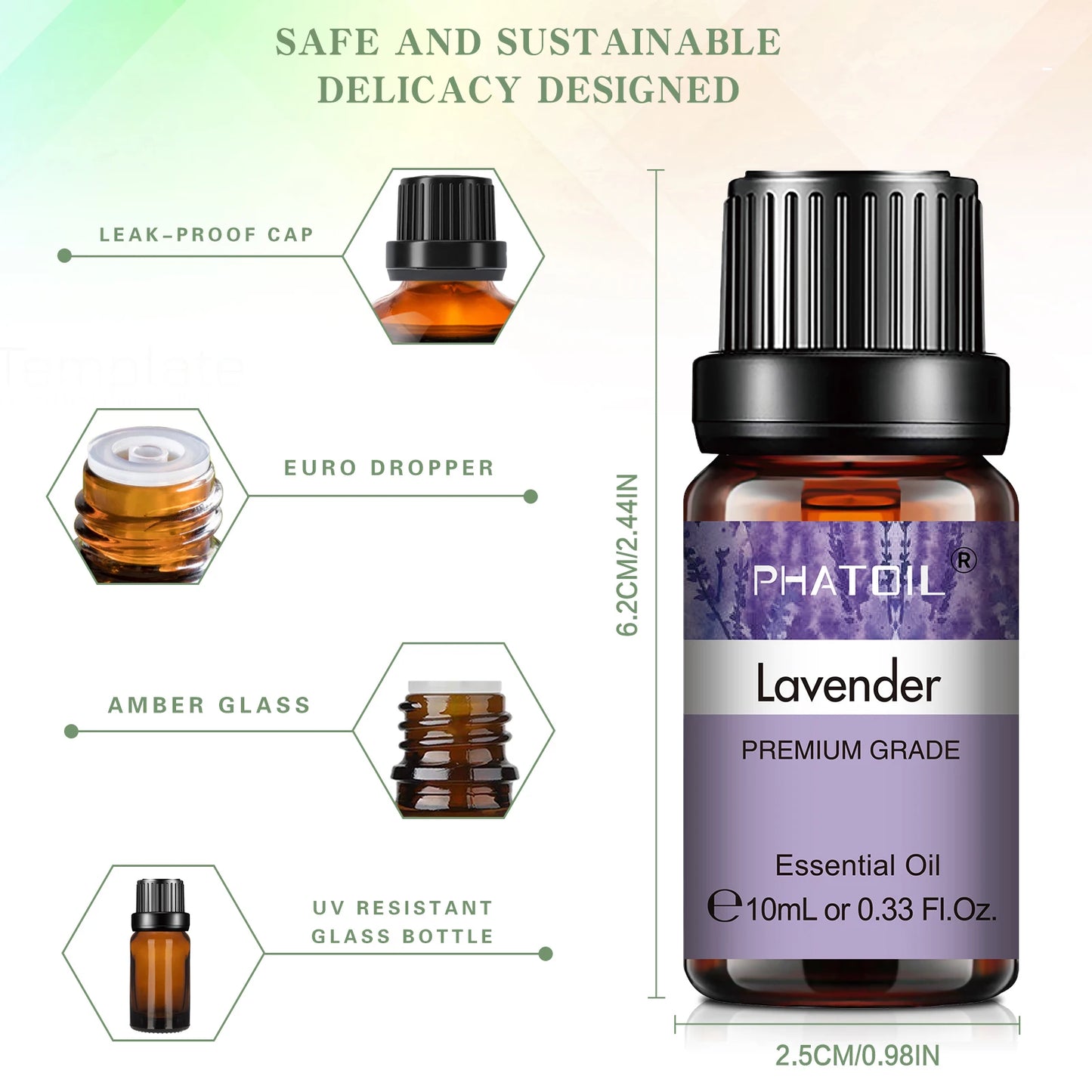 Óleo Essencial Puro Natural 10ml Lavanda, Jasmim e Baunilha para Umidificador, Difusor, Aromaterapia