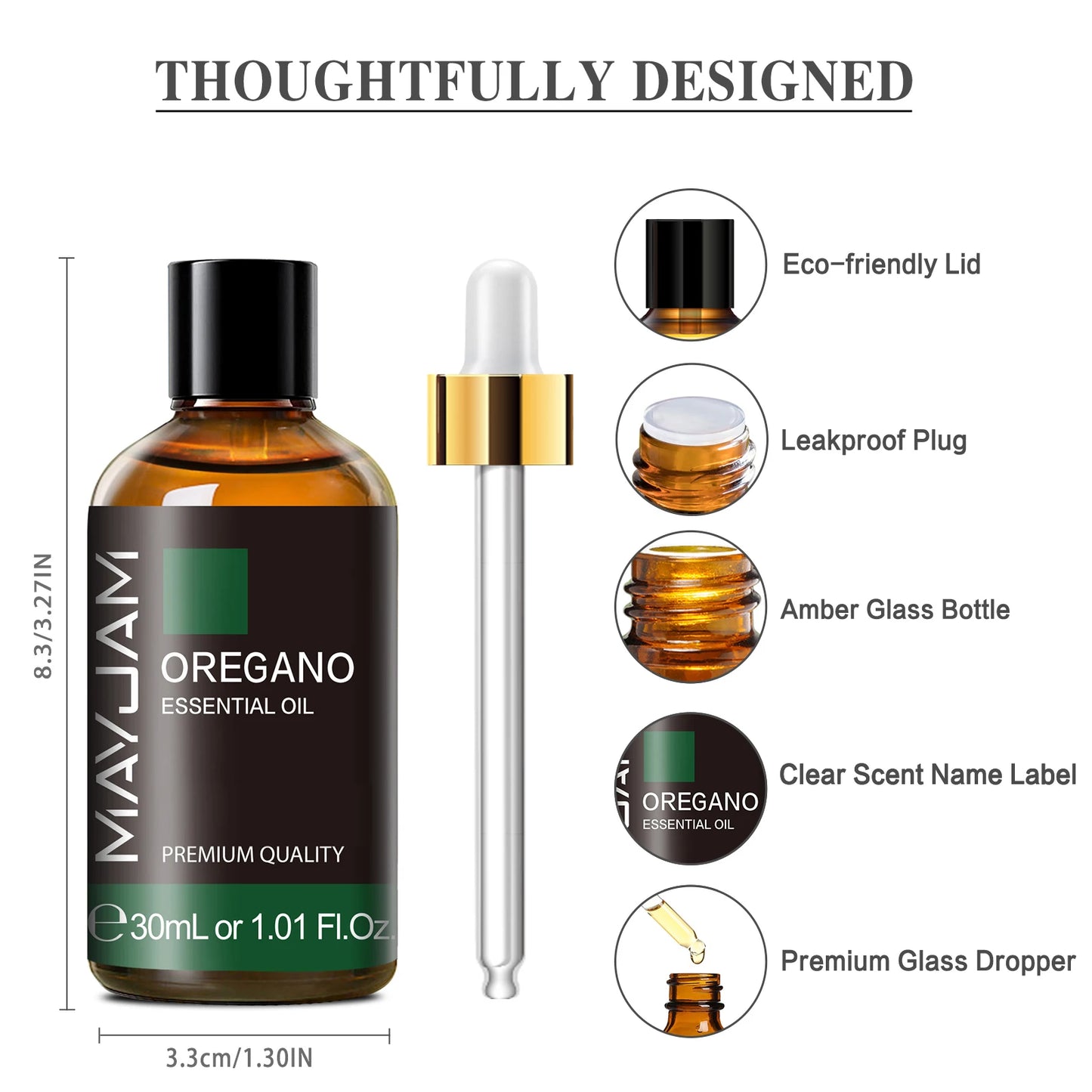 Óleo Essencial 30ml com Conta-Gotas – Limão, Eucalipto, Hortelã-Verde para Aromaterapia, Difusor e Umidificador