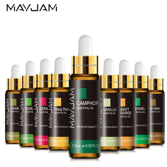 Óleo Essencial 10ml com Conta-Gotas – Lavanda, Eucalipto, Baunilha, Sândalo para Difusores e Aromaterapia